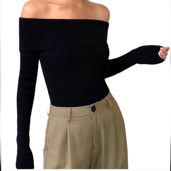 Commense Sweaters - NWT. COMMENSE Black Off Shoulder top